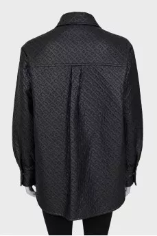 Leather jacket with signature embroidery