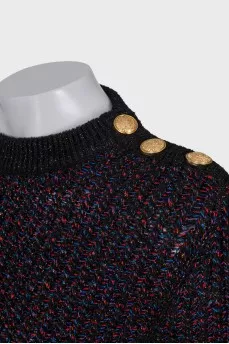 Black sweater with gold buttons