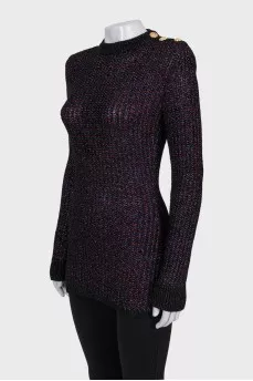 Black sweater with gold buttons