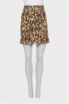 Animal print straight mini skirt