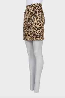 Animal print straight mini skirt
