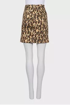 Animal print straight mini skirt