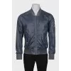 Men's blue zip-up bomber jacket