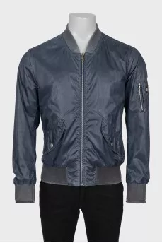 Men's blue zip-up bomber jacket