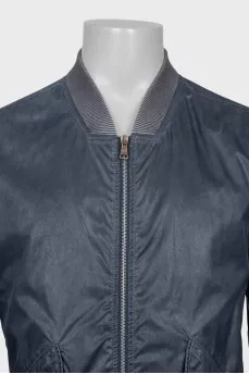 Men's blue zip-up bomber jacket