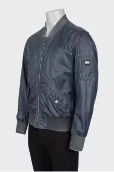 Men's blue zip-up bomber jacket