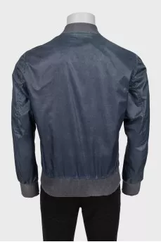 Men's blue zip-up bomber jacket