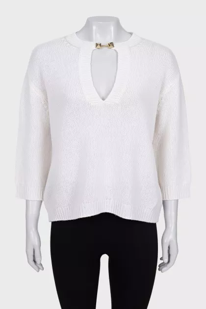 Cashmere pullover with gold decor
