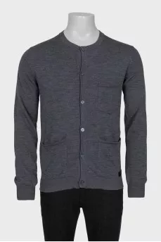 Men's gray wool cardigan