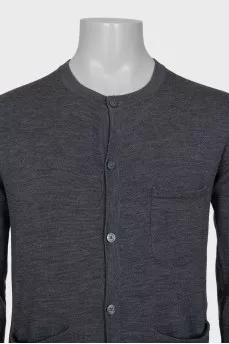 Men's gray wool cardigan