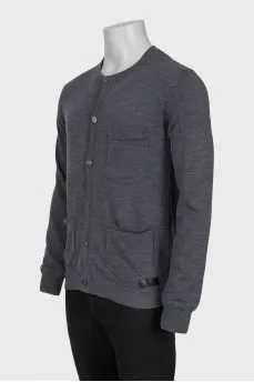 Men's gray wool cardigan