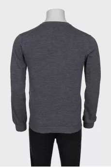 Men's gray wool cardigan