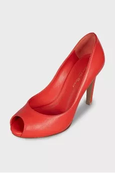 Red open-toe shoes