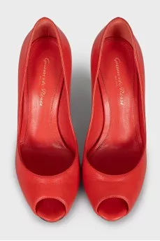 Red open-toe shoes