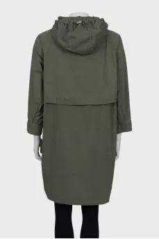 Green zipped raincoat