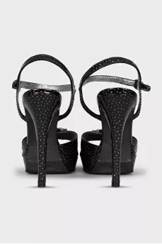Patent leather polka dot sandals