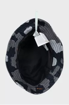 Men's gray panama hat with a military print