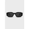 Rectangular black sunglasses with black frames