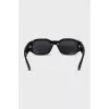 Rectangular black sunglasses with black frames