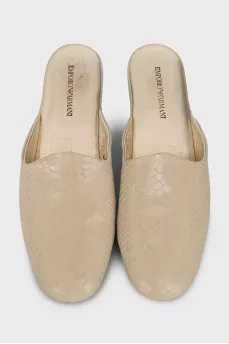 Leather wedge mules