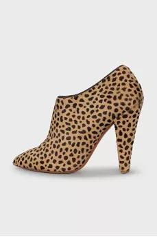 Brown animal print ankle boots