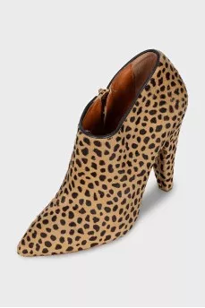 Brown animal print ankle boots