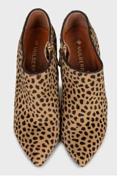 Brown animal print ankle boots