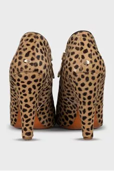 Brown animal print ankle boots