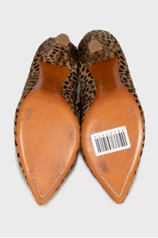 Brown animal print ankle boots