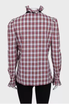 Plaid shirt decorated with ribbon