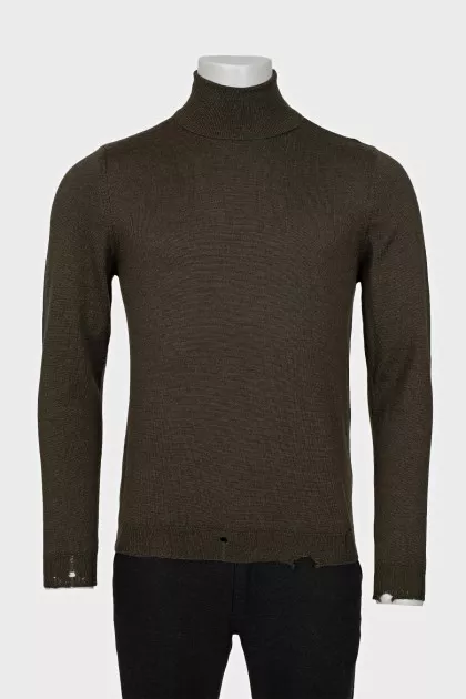 Men's green wool turtleneck