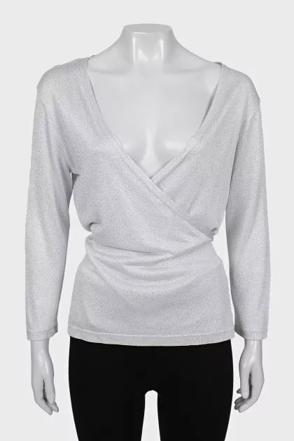 Приталенная блуза с длинным рукавом