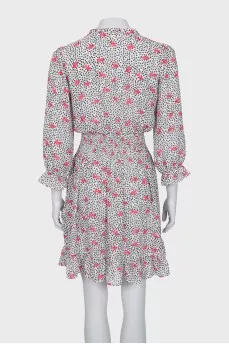 Long-sleeved dress with a small print
