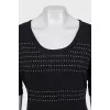 T-shirt with rhinestones and 3/4 sleeves