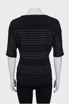 T-shirt with rhinestones and 3/4 sleeves