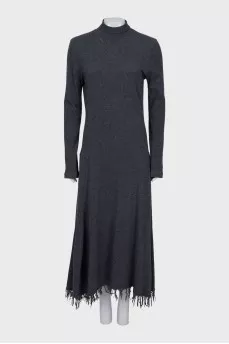 Cashmere and wool dress with fringe