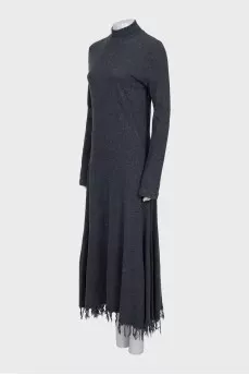 Cashmere and wool dress with fringe