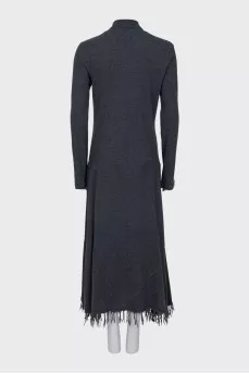 Cashmere and wool dress with fringe