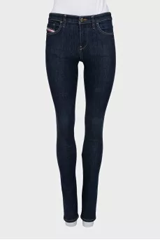 Blue mid-rise skinny jeans