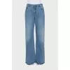 High-waisted wide-leg blue jeans