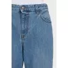 High-waisted wide-leg blue jeans