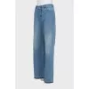 High-waisted wide-leg blue jeans