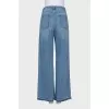 High-waisted wide-leg blue jeans