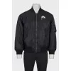 Men's black bomber jacket with buttons