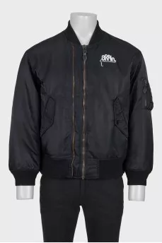 Men's black bomber jacket with buttons
