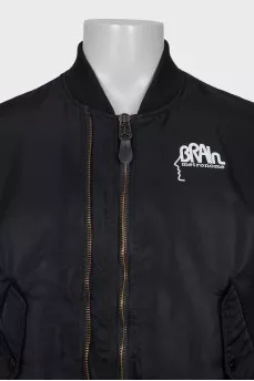 Men's black bomber jacket with buttons
