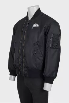 Men's black bomber jacket with buttons