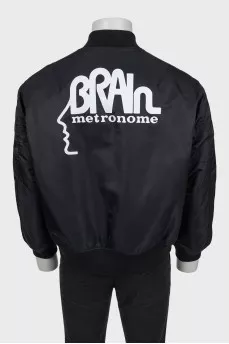 Men's black bomber jacket with buttons