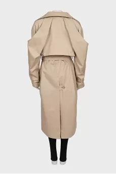 Beige trench coat with wide sleeves