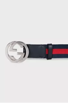 Men's striped belt with silver buckle